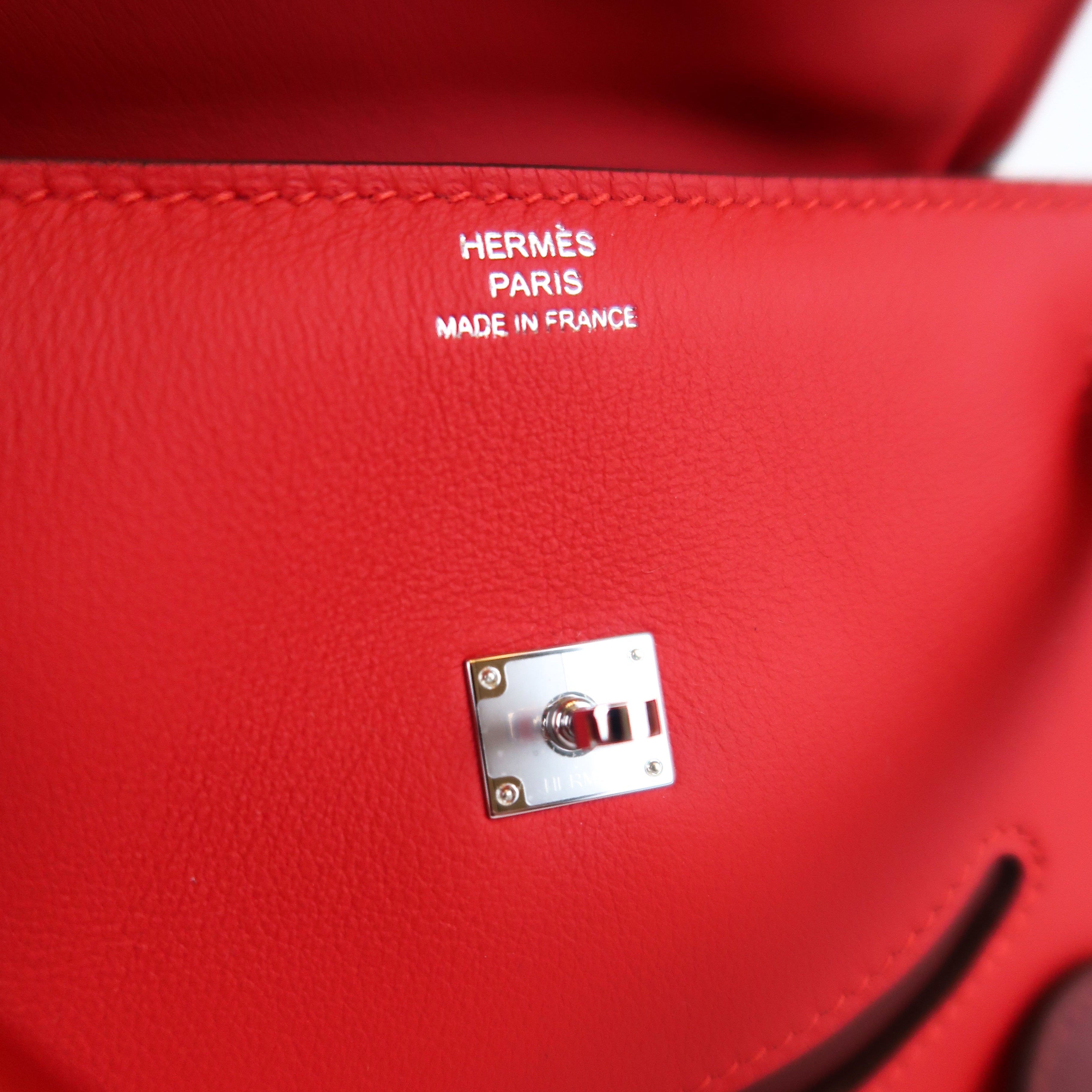 Hermès Rouge Radieux Swift Kelly Doll (PHW | 2025)