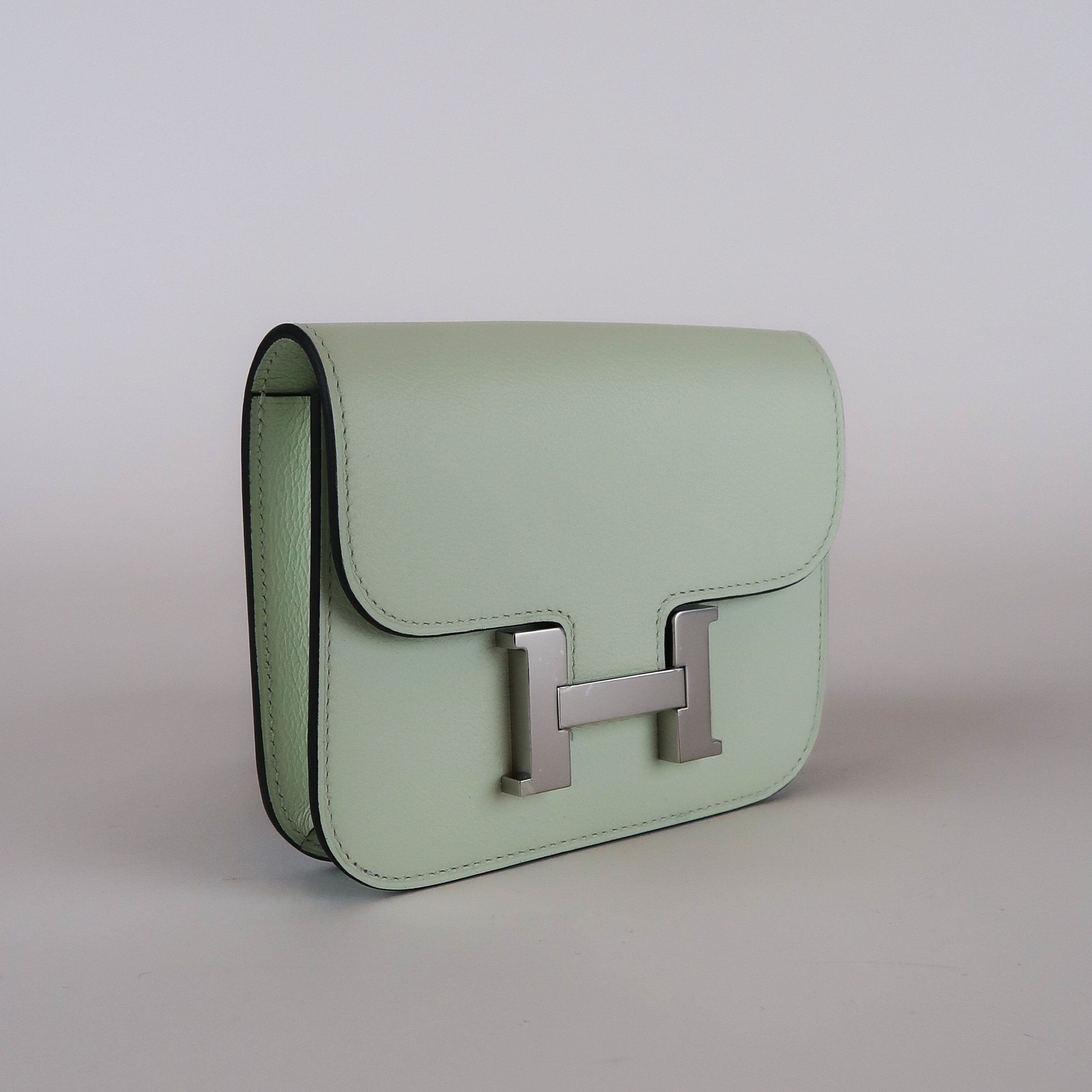 Hermès Vert Fizz Chevre Constance Slim Wallet (PHW | 2022)